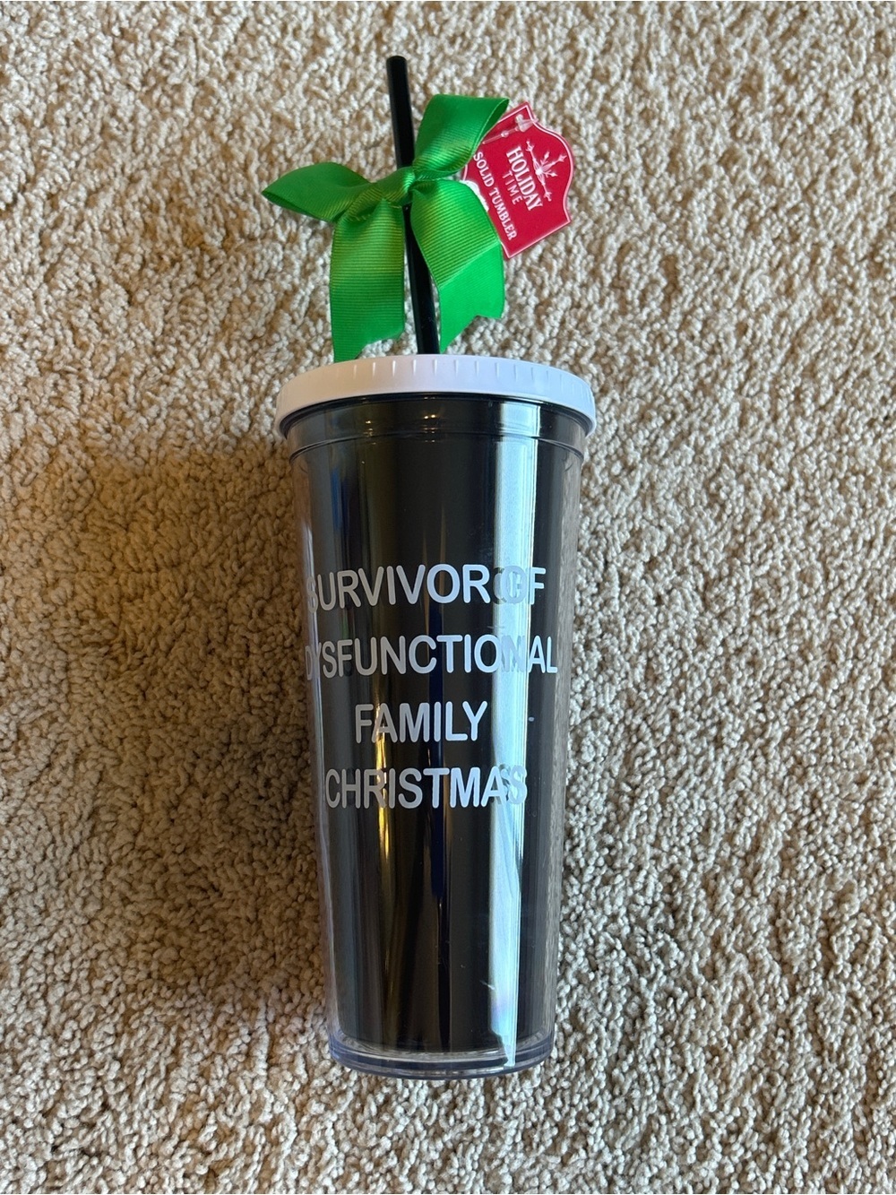 NWT Holiday Time Sarcastic Christmas Acrylic Tumbler with Straw - 24 oz